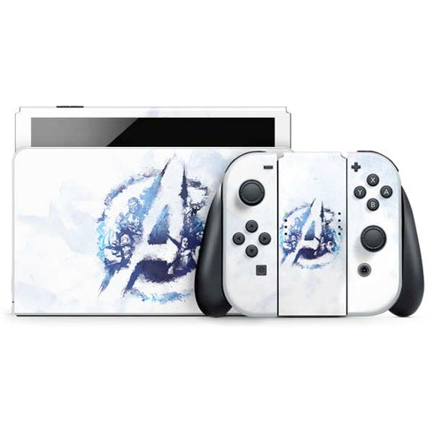 Marvel Avengers Blue Logo Nintendo Switch OLED (2021) Skin